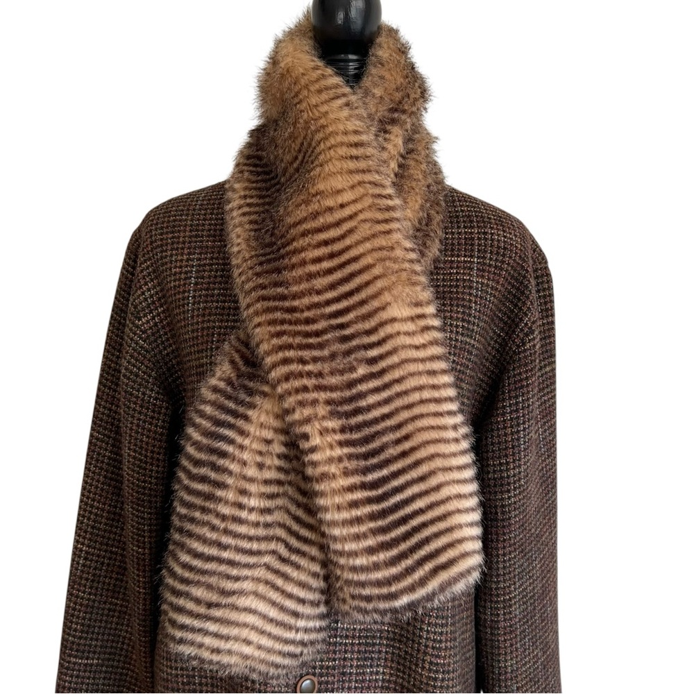 Chico's Brown Faux Fur Loop Scarf 7 x 50"